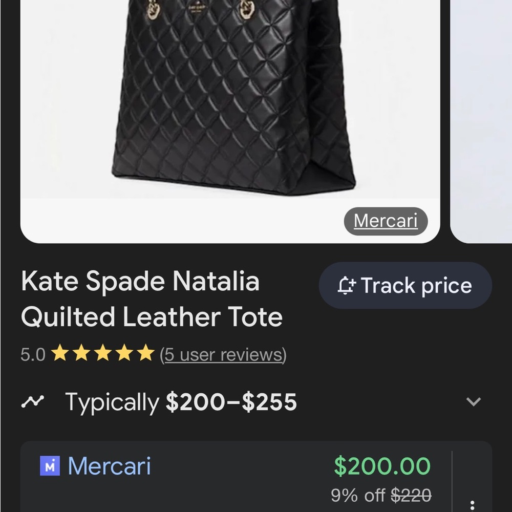 Kate Spade Natalia Black Quilted Tote
